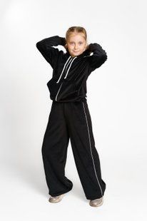 Підлітковий костюм із велюру з кантом в чорному кольорі Belm 128 1867-BL 1867 фото