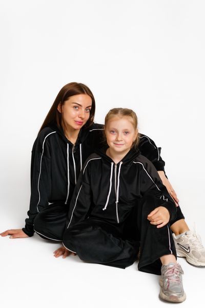 Подростковый костюм из велюра с кантом в черном цвете Belm 128 1867-BL 1867 фото