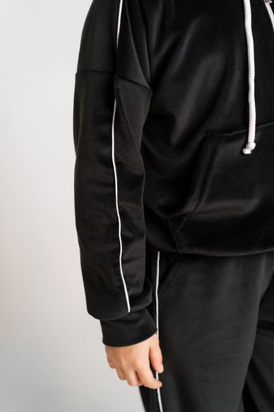 Подростковый костюм из велюра с кантом в черном цвете Belm 128 1867-BL 1867 фото