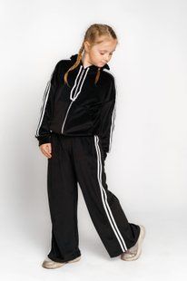 Підлітковий костюм із велюру з лампасами в чорному кольорі Belm 128 1866-BL 1866 фото