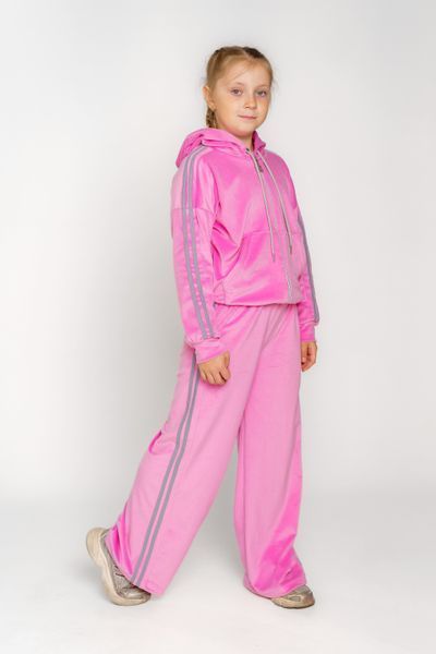 Підлітковий костюм із велюру з лампасами в рожевому кольорі Belm 134 1866-PK 1866 фото